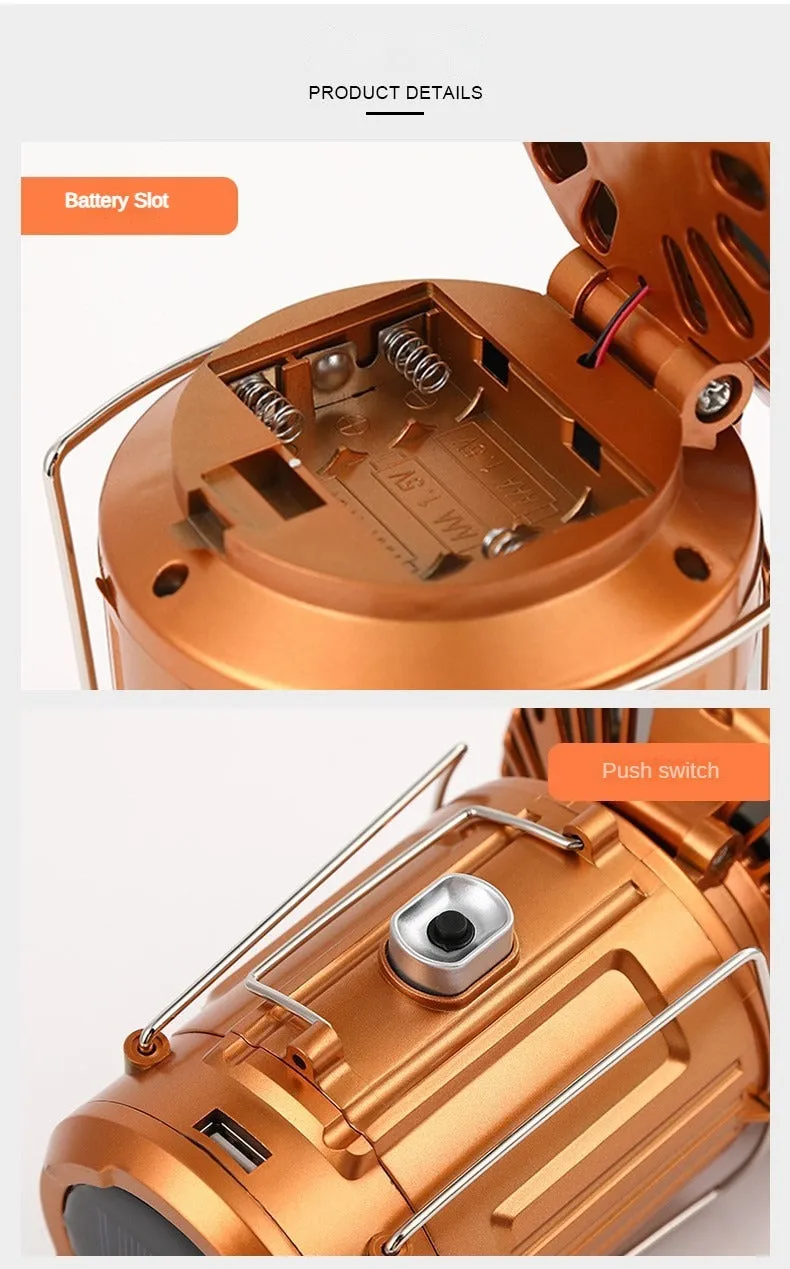 Multifunctional Solar Camping Buckle   Tail Fan Barn Lantern