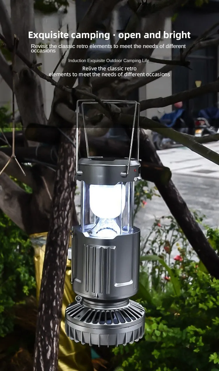 Multifunctional Solar Camping Buckle   Tail Fan Barn Lantern