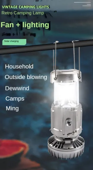 Multifunctional Solar Camping Buckle   Tail Fan Barn Lantern