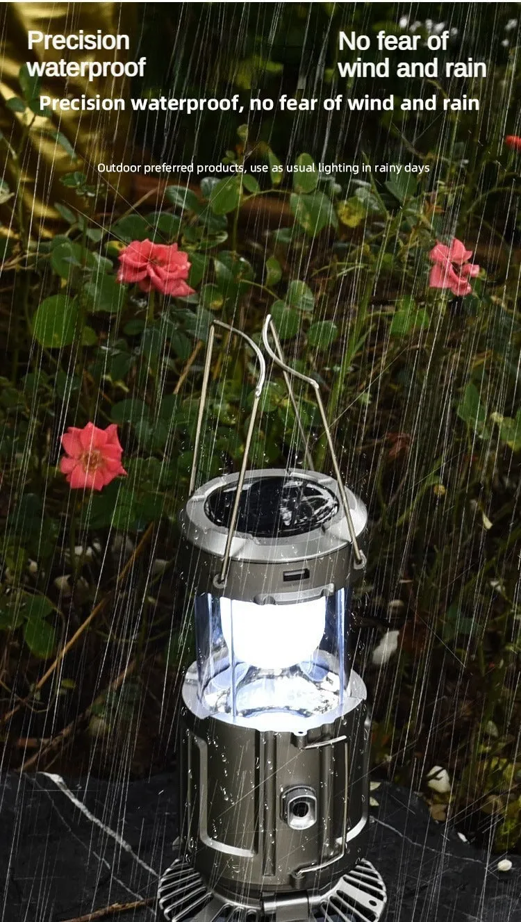 Multifunctional Solar Camping Buckle   Tail Fan Barn Lantern
