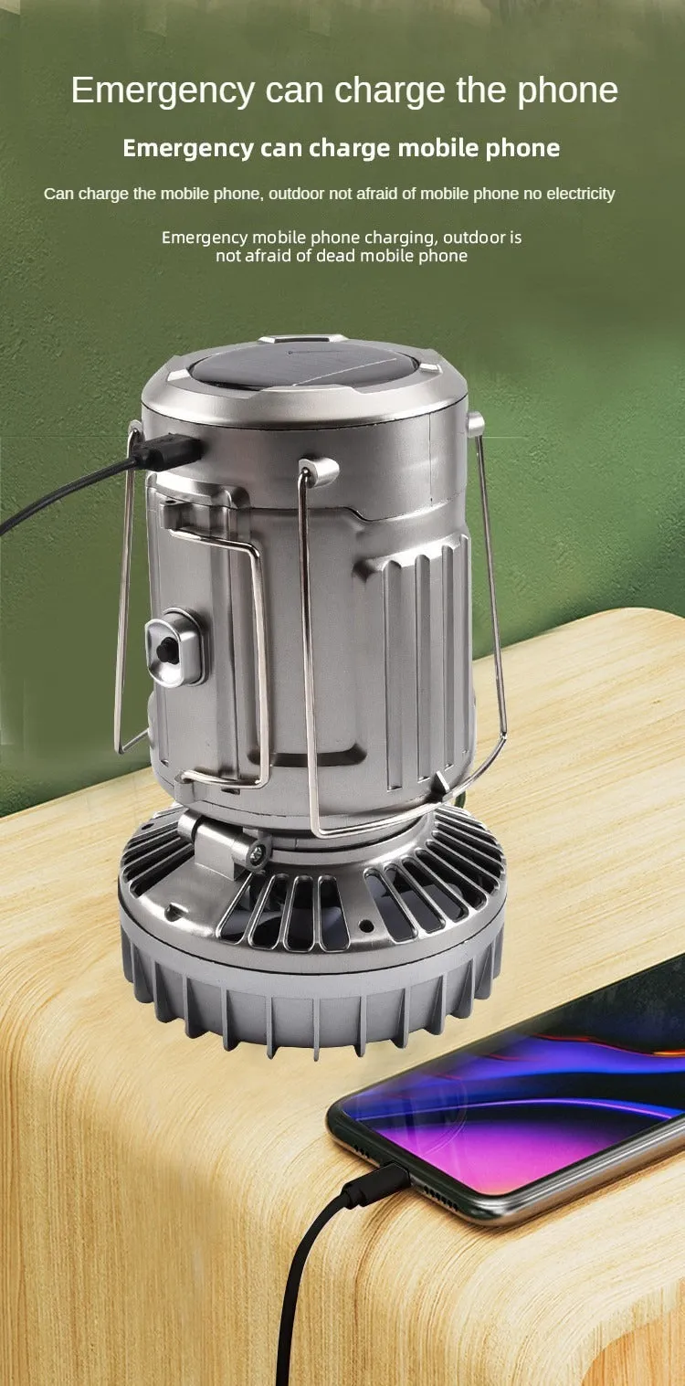 Multifunctional Solar Camping Buckle   Tail Fan Barn Lantern