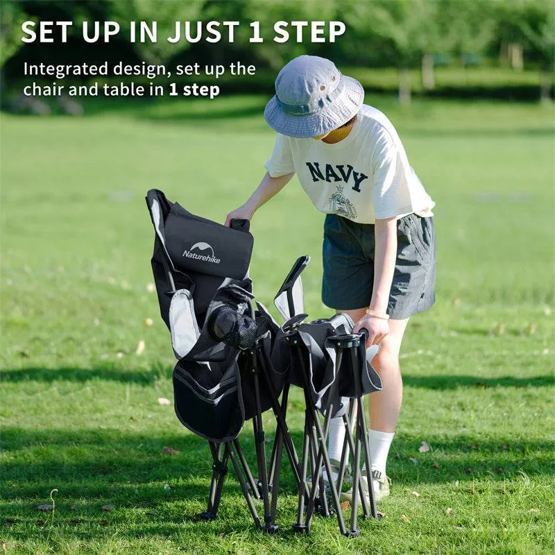 Naturehike 2-in-1 Foldable Reclining Chair with Attached Table