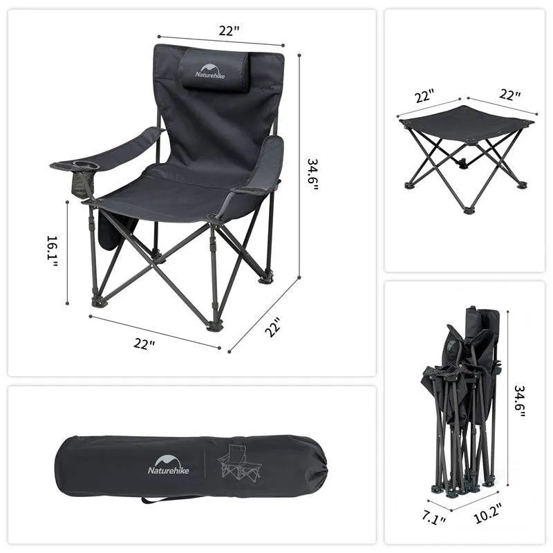 Naturehike 2-in-1 Foldable Reclining Chair with Attached Table