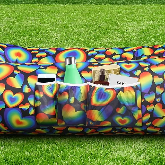 Nevlers 2 Pack Inflatable Loungers Air Sofa Couch | Perfect for Beach Chair Camping Chairs or Portable Hammock |Travel Bag Pouch, Pegs & 3 Pockets| Movie Seating & Camping Accessories Blow Up Lounger