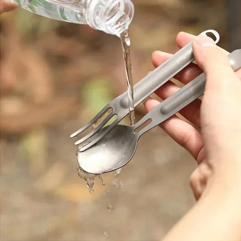 NEXTOOL Titanium Spoon and Spork Set for Camping and Outdoor Use