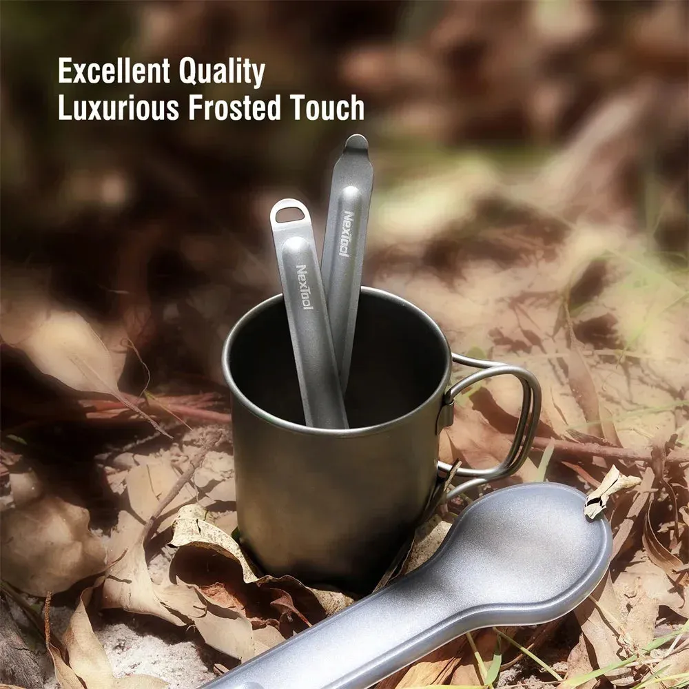 NEXTOOL Titanium Spoon and Spork Set for Camping and Outdoor Use