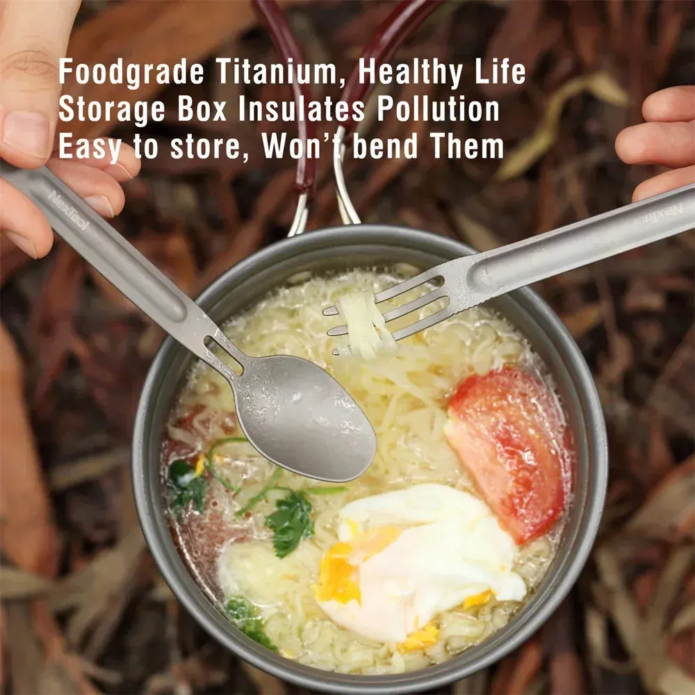 NEXTOOL Titanium Spoon and Spork Set for Camping and Outdoor Use