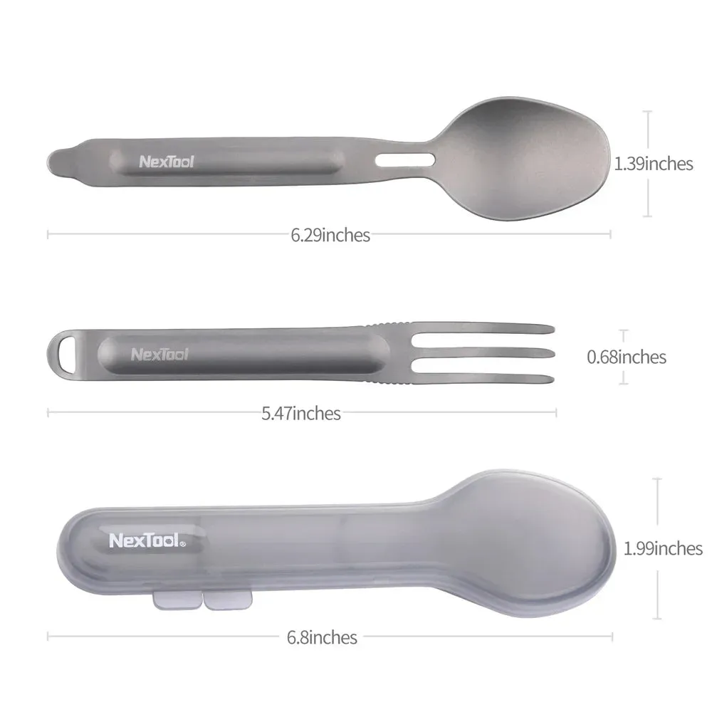 NEXTOOL Titanium Spoon and Spork Set for Camping and Outdoor Use