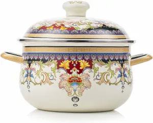 Nonstick Deep Enamel on Steel Stock Pot/Stockpot with Lid, 3 Quart (3L)