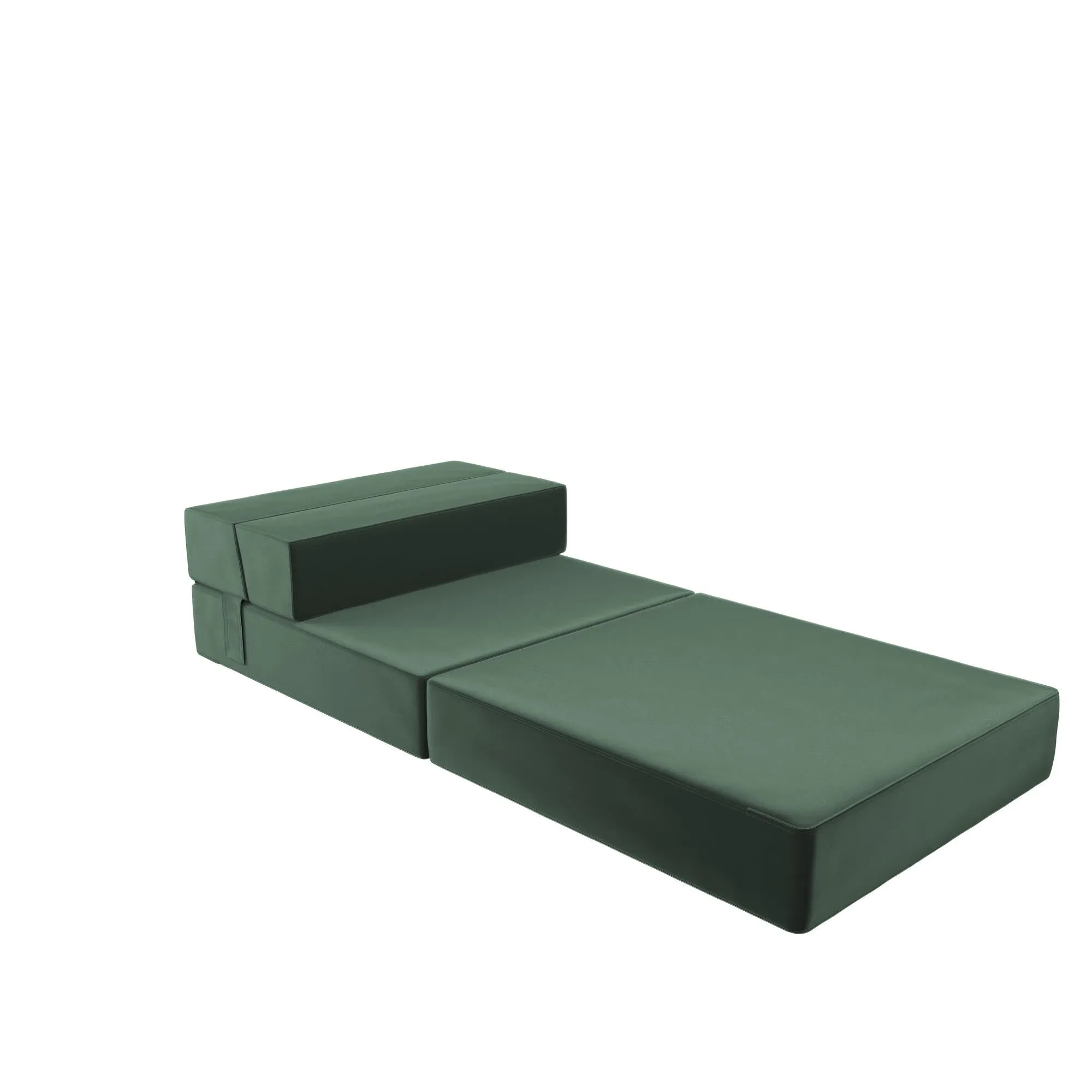 Novogratz The Flower Velour Modular Chair & Lounger - Green|Fauteuil modulaire et chaise longue The Flower de Novogratz en velours - vert