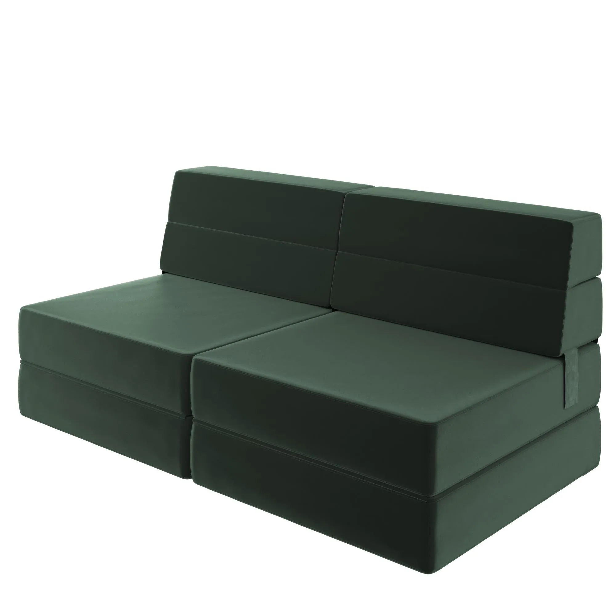 Novogratz The Flower Velour Modular Chair & Lounger - Green|Fauteuil modulaire et chaise longue The Flower de Novogratz en velours - vert