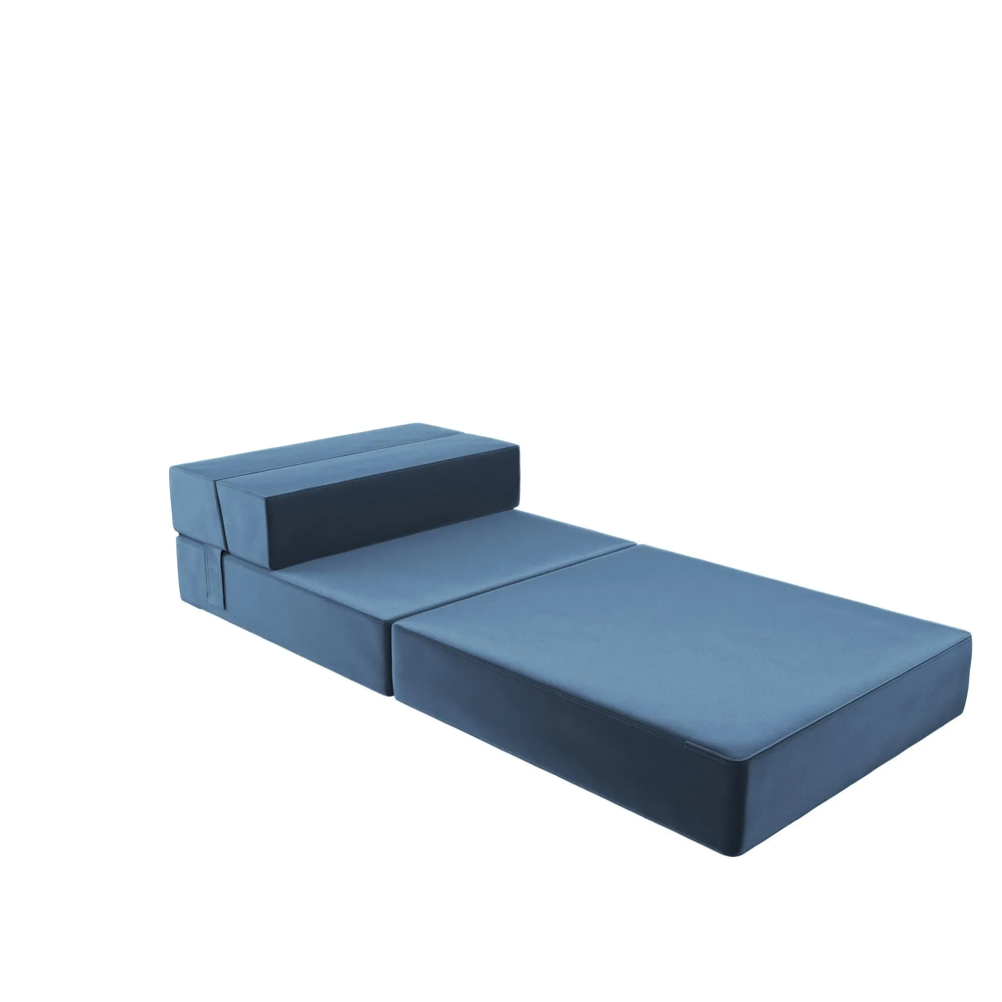 Novogratz The Flower Velour Modular Chair & Lounger - Indigo Blue|Fauteuil modulaire et chaise longue The Flower de Novogratz en velours - bleu indigo