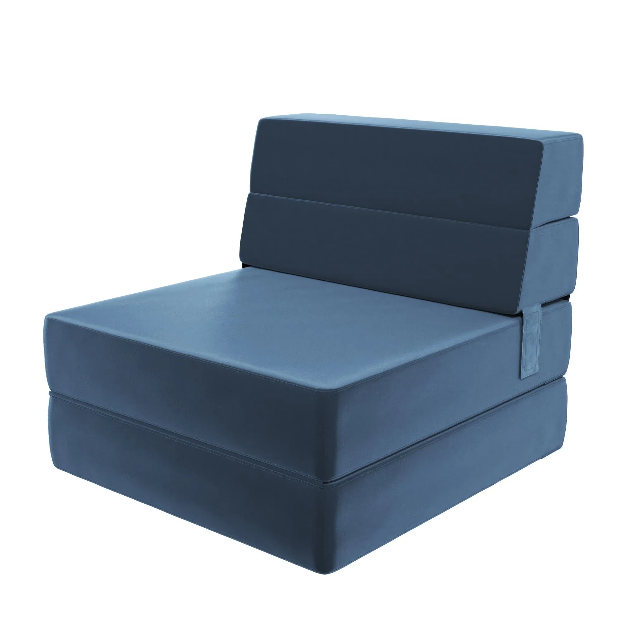 Novogratz The Flower Velour Modular Chair & Lounger - Indigo Blue|Fauteuil modulaire et chaise longue The Flower de Novogratz en velours - bleu indigo