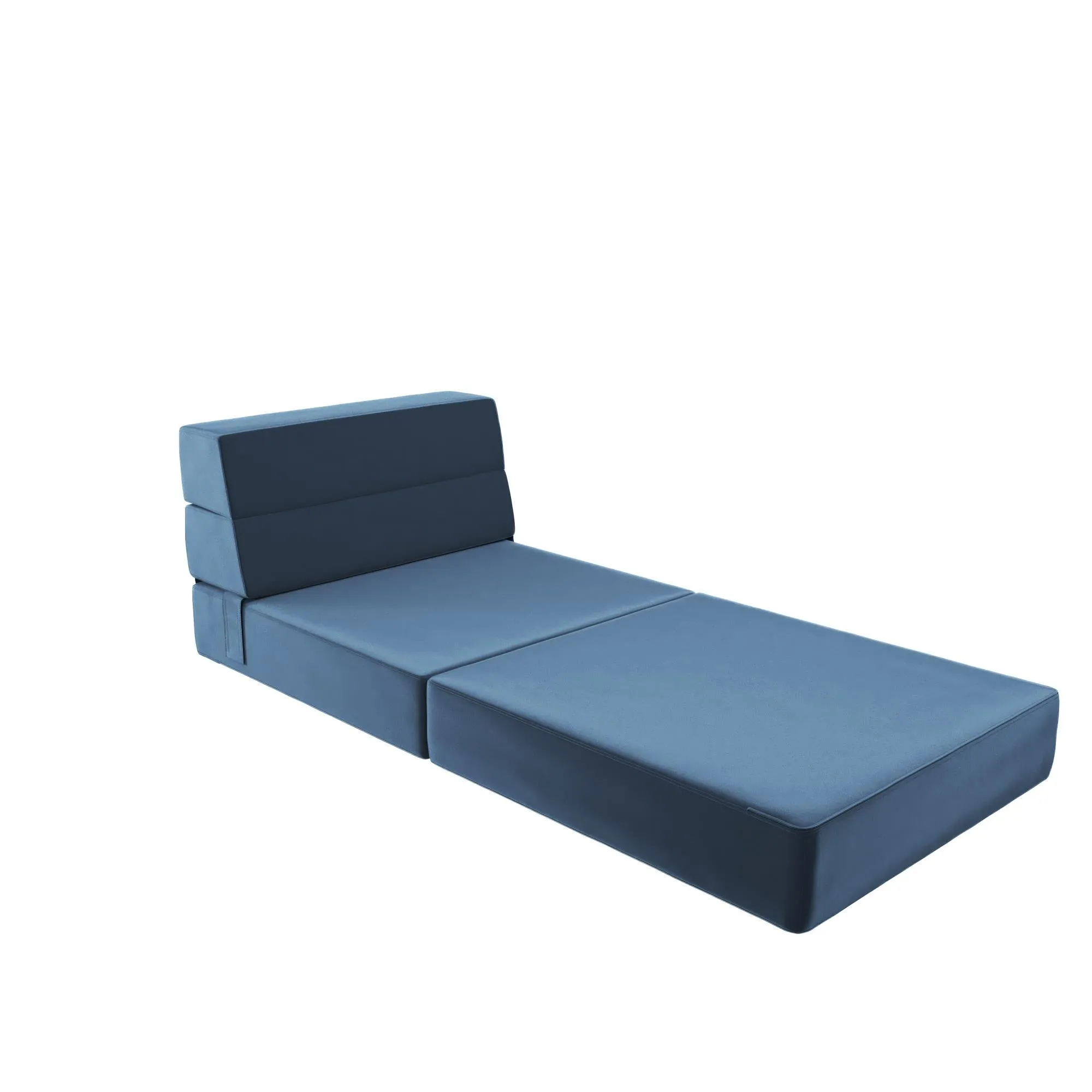 Novogratz The Flower Velour Modular Chair & Lounger - Indigo Blue|Fauteuil modulaire et chaise longue The Flower de Novogratz en velours - bleu indigo