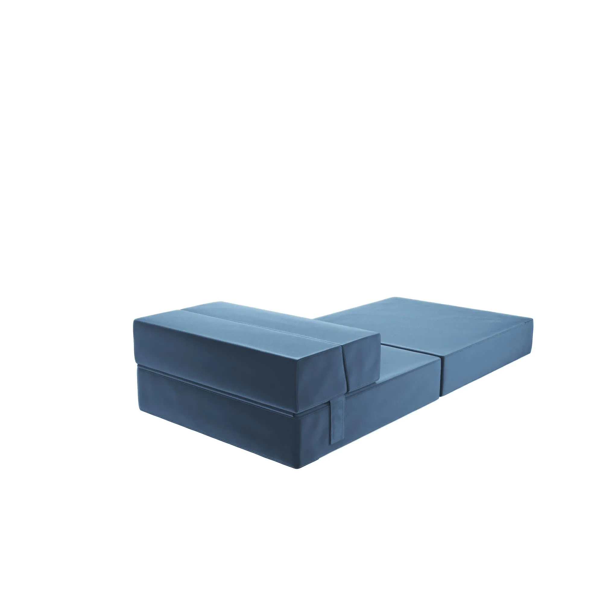 Novogratz The Flower Velour Modular Chair & Lounger - Indigo Blue|Fauteuil modulaire et chaise longue The Flower de Novogratz en velours - bleu indigo