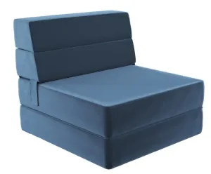 Novogratz The Flower Velour Modular Chair & Lounger - Indigo Blue|Fauteuil modulaire et chaise longue The Flower de Novogratz en velours - bleu indigo