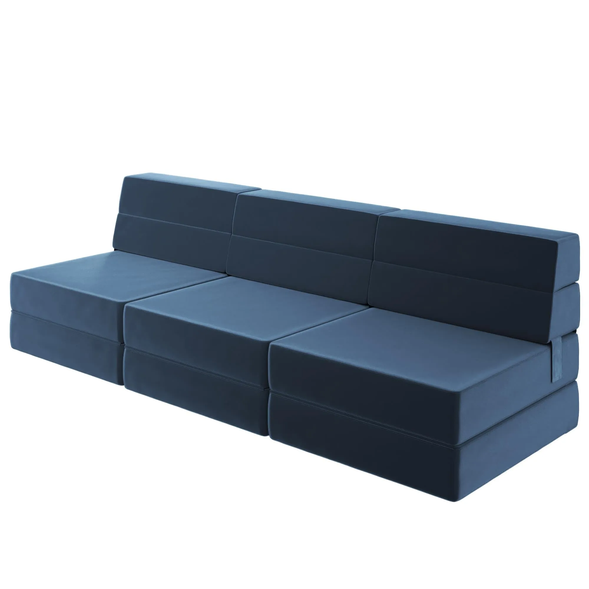 Novogratz The Flower Velour Modular Chair & Lounger - Indigo Blue|Fauteuil modulaire et chaise longue The Flower de Novogratz en velours - bleu indigo