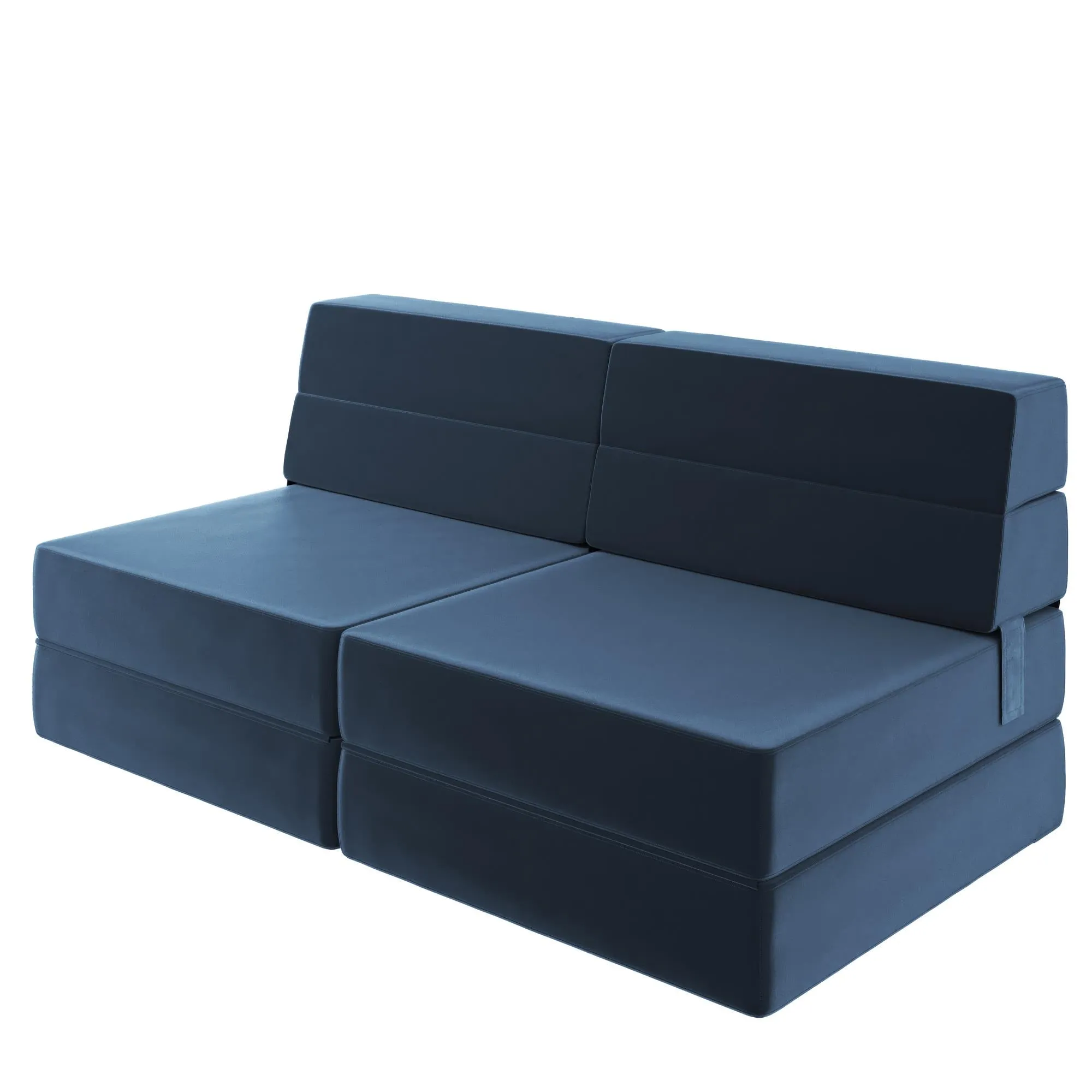 Novogratz The Flower Velour Modular Chair & Lounger - Indigo Blue|Fauteuil modulaire et chaise longue The Flower de Novogratz en velours - bleu indigo