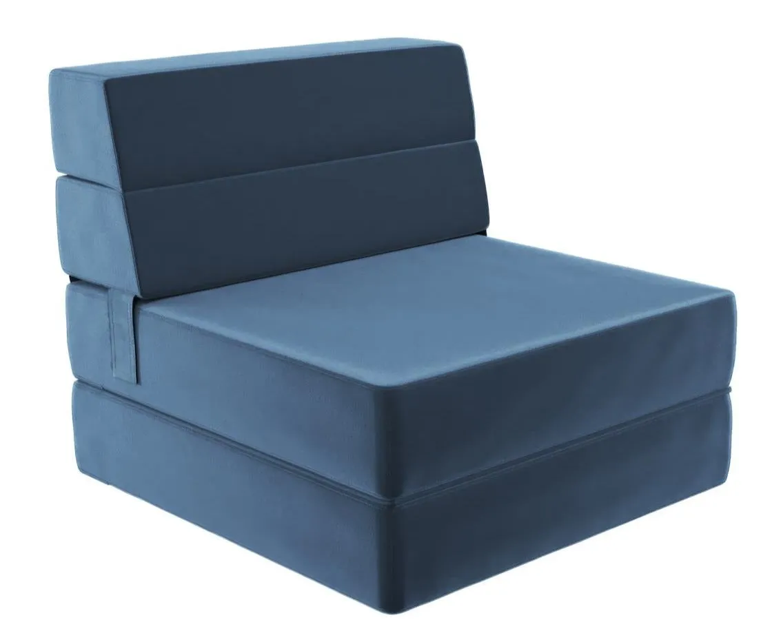 Novogratz The Flower Velour Modular Chair & Lounger - Indigo Blue|Fauteuil modulaire et chaise longue The Flower de Novogratz en velours - bleu indigo