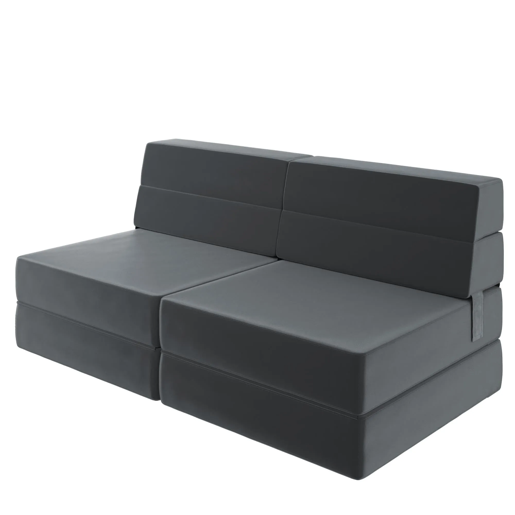 Novogratz The Flower Velour Modular Chair & Lounger - Medium Grey|Fauteuil modulaire et chaise longue The Flower de Novogratz en velours - gris moyen