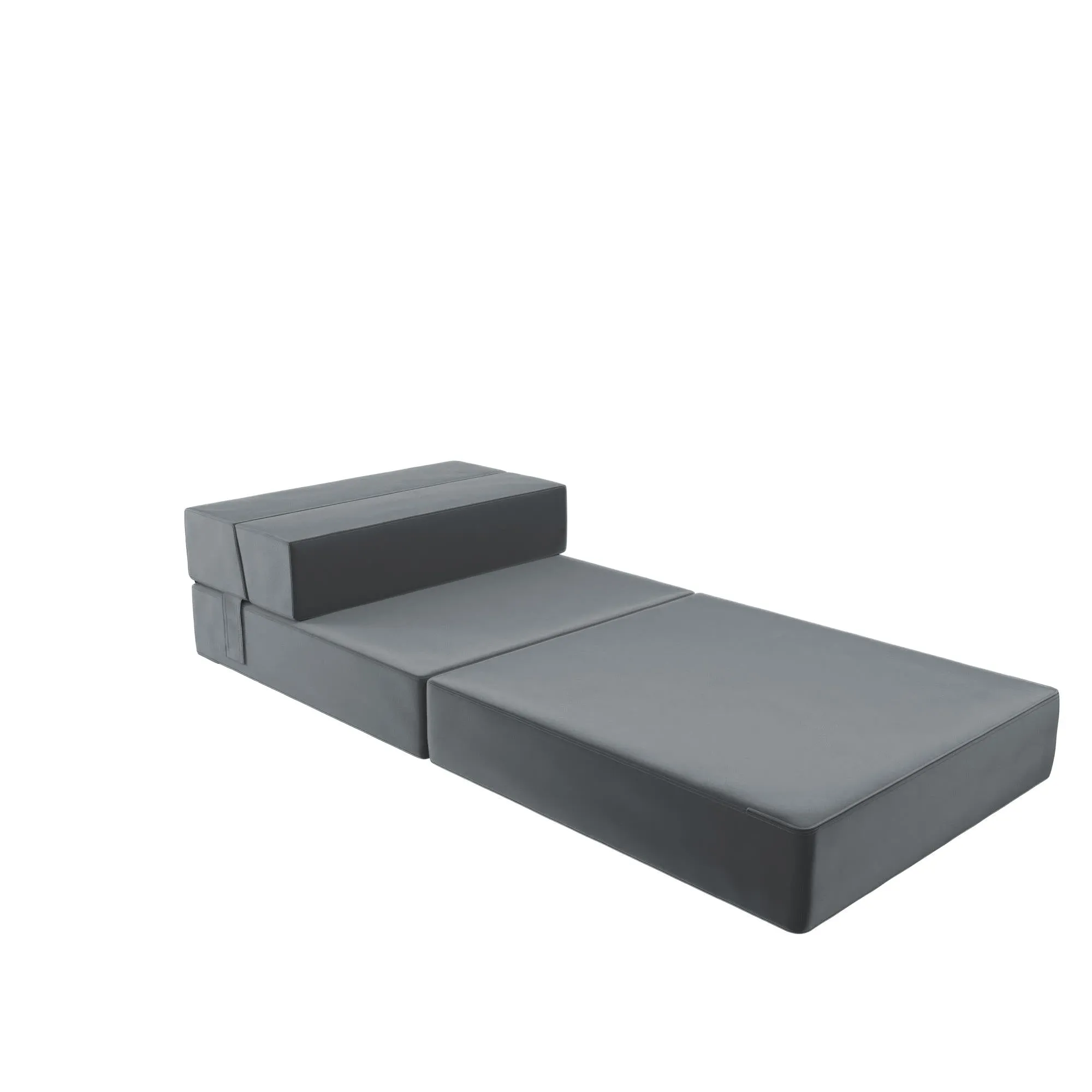 Novogratz The Flower Velour Modular Chair & Lounger - Medium Grey|Fauteuil modulaire et chaise longue The Flower de Novogratz en velours - gris moyen