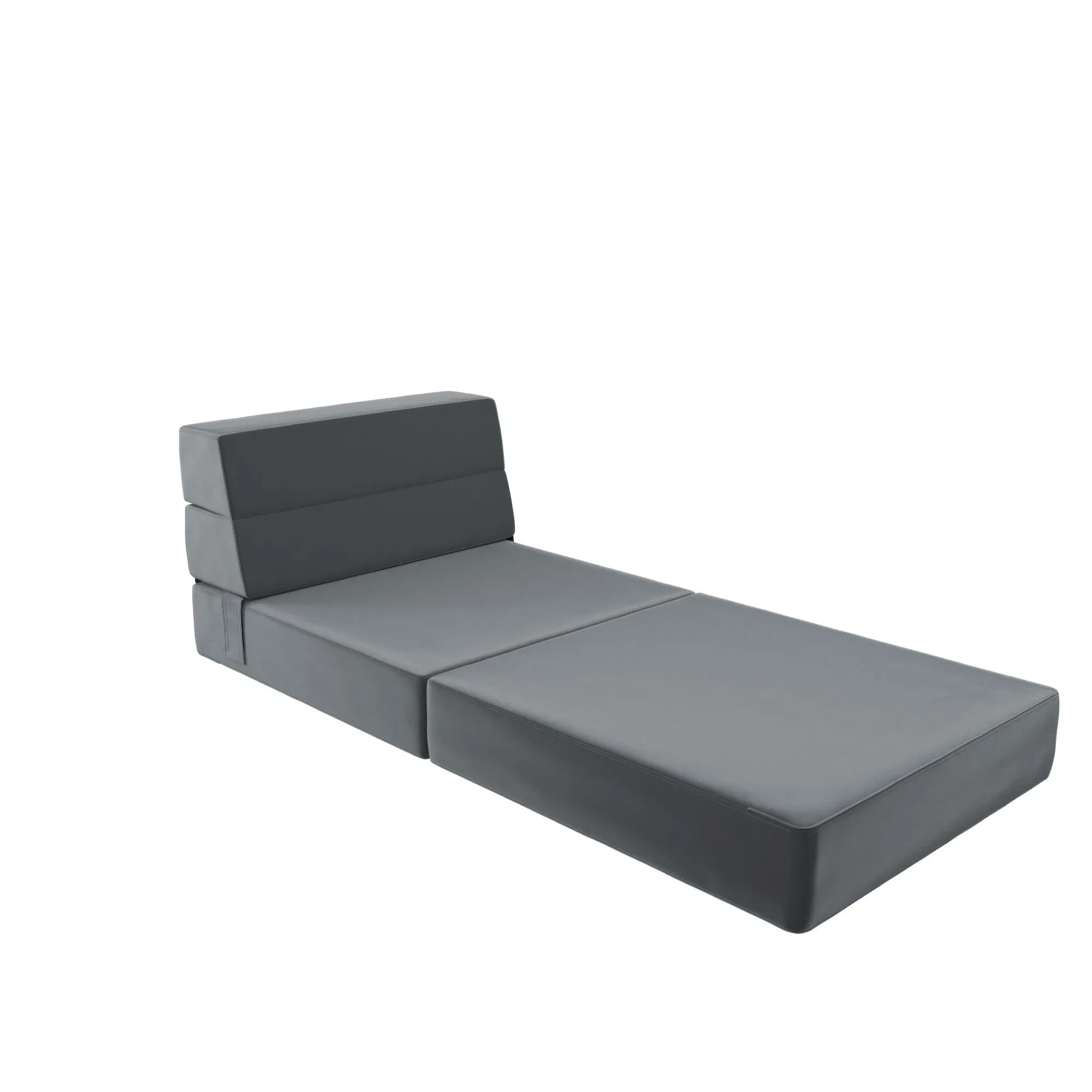 Novogratz The Flower Velour Modular Chair & Lounger - Medium Grey|Fauteuil modulaire et chaise longue The Flower de Novogratz en velours - gris moyen