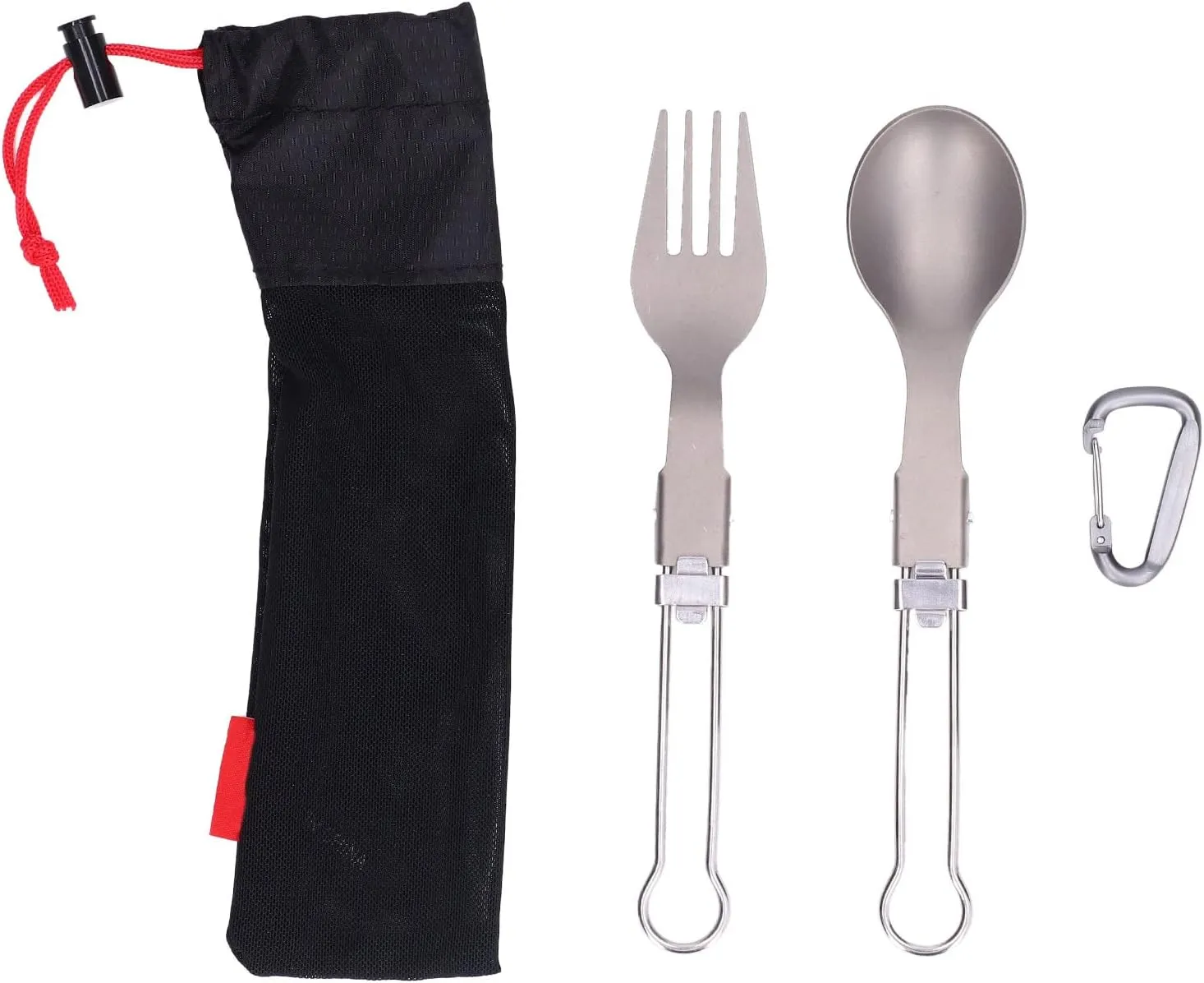 oceanside Flatware Set, 4 Pcs Camping Cutlery Set Camping Foldable Spoon Fork Portable Travel Tableware for Outdoor Picnic