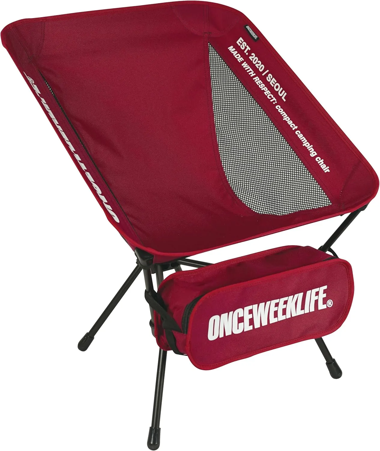 ONCEWEEKLIFE® Compact Camping Chair - Folding Chair, Foldable Lightweight Foldable Outdoor Chairs for Hiking Mountaineering Beach, and Backpacking 330 lbs Capacity (Burgundy)