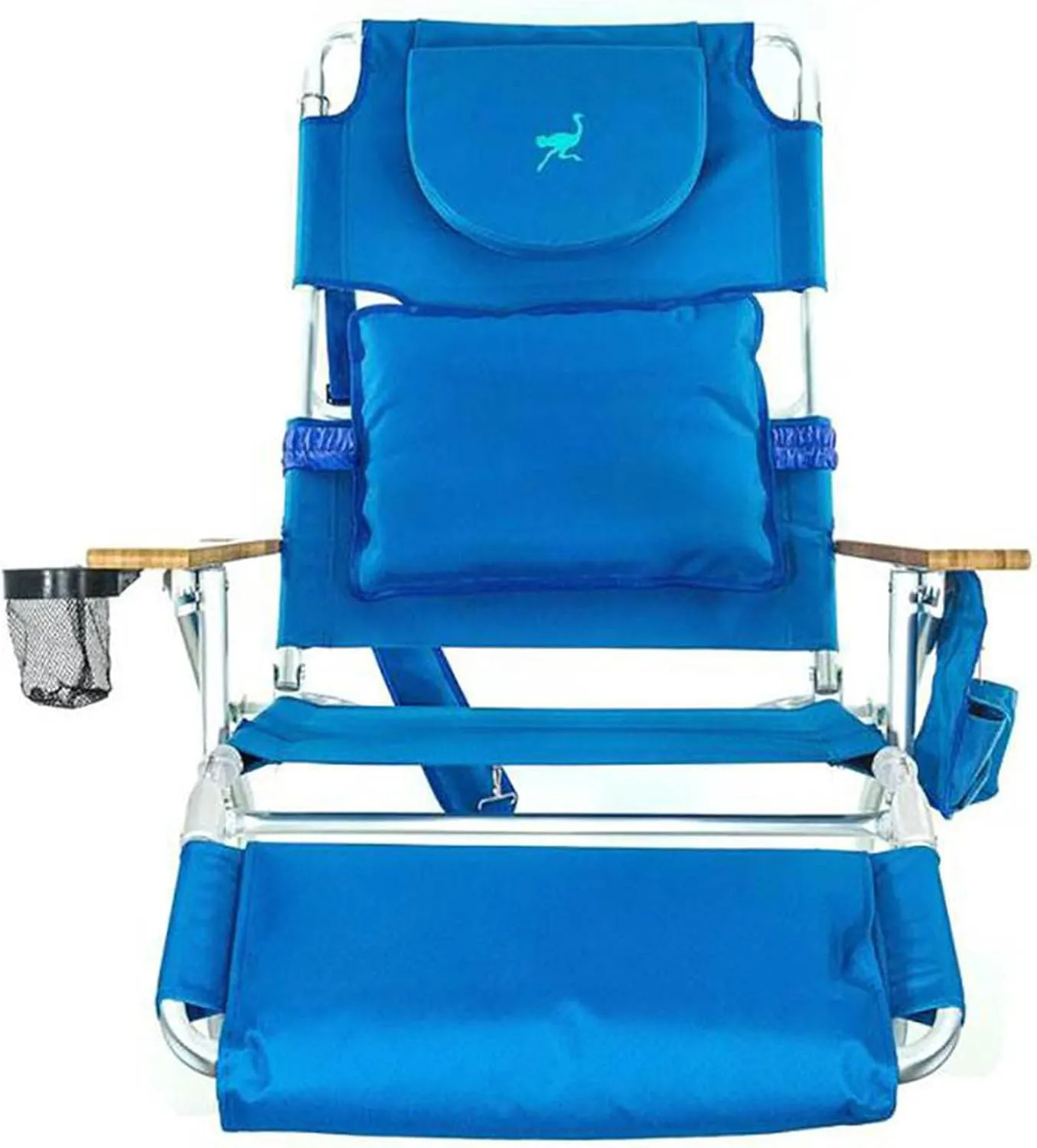 Ostrich Deluxe Padded 3-N-1 Outdoor Lounge Reclining Beach Chair, Blue (3 Pack)