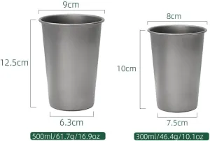 Outdoor camping camping coffee mug beer mug pure titanium portable single layer tea cup 3pcs(500ml)