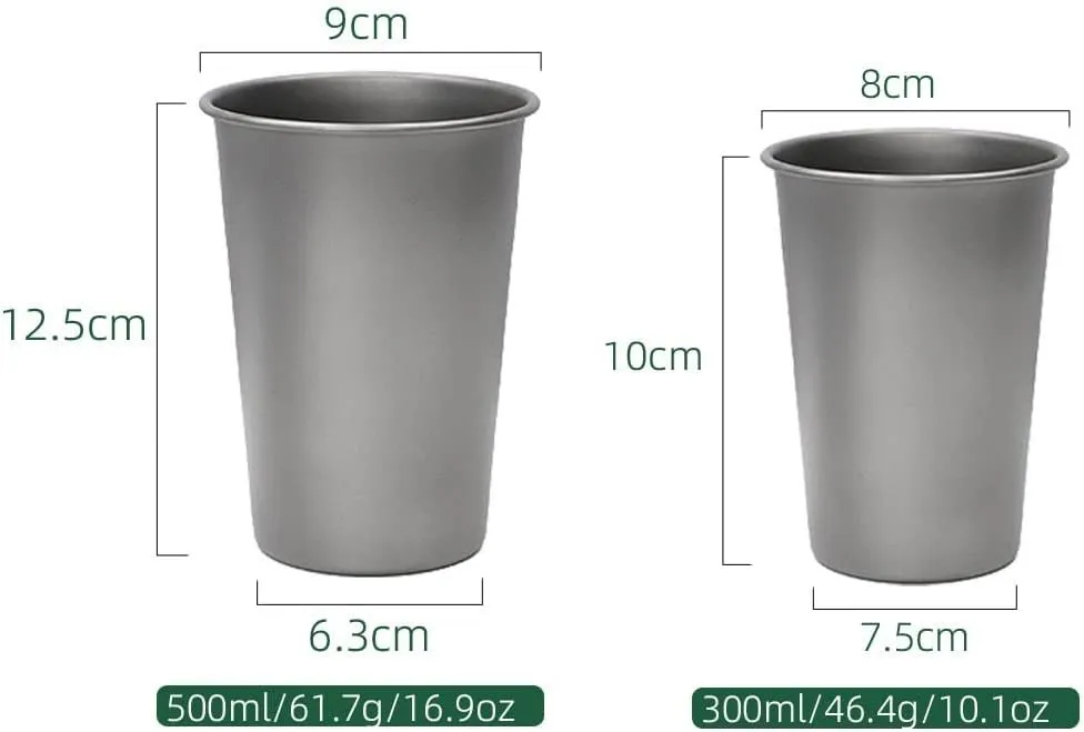 Outdoor camping camping coffee mug beer mug pure titanium portable single layer tea cup 3pcs(500ml)
