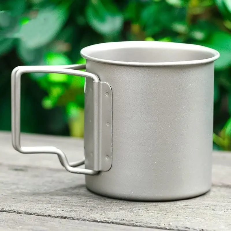 Outdoor camping lightweight portable pure titanium single layer tea cup water cup mug(420ml)