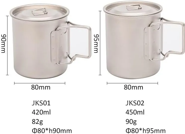 Outdoor camping lightweight portable pure titanium single layer tea cup water cup mug(420ml)