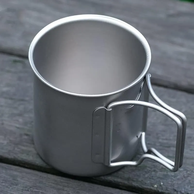 Outdoor camping lightweight portable pure titanium single layer tea cup water cup mug(420ml)