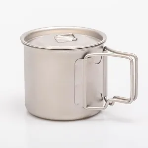 Outdoor camping lightweight portable pure titanium single layer tea cup water cup mug(420ml)