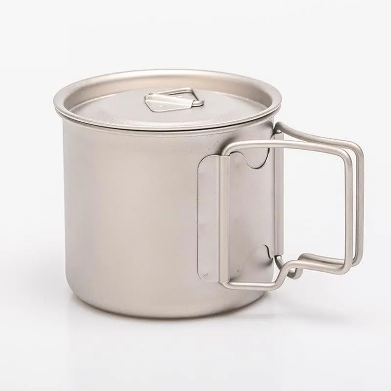 Outdoor camping lightweight portable pure titanium single layer tea cup water cup mug(420ml)