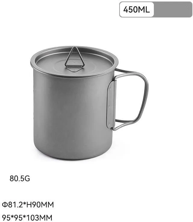 Outdoor camping pure titanium portable water cup camping ultra-light folding cup(450ml)