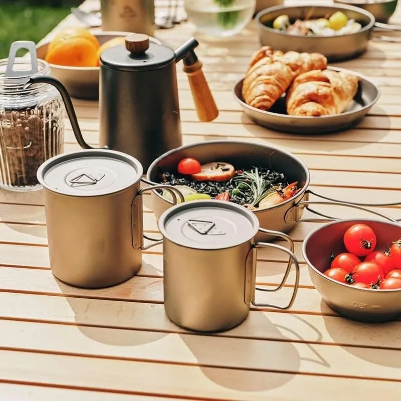 Outdoor camping pure titanium portable water cup camping ultra-light folding cup(450ml)
