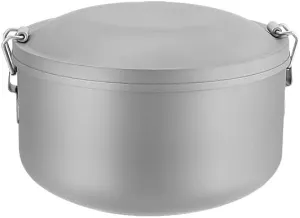 Outdoor Double-Layer Pure Titanium Round Lunch Box Camping Compartment Lunch Box (900ml)