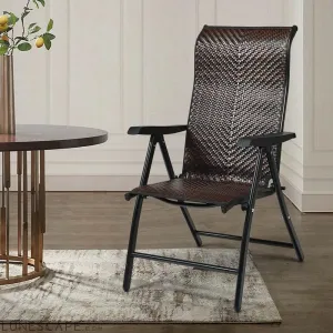 Outdoor Heavy Duty Dark Brown Rattan Folding Patio Chair
