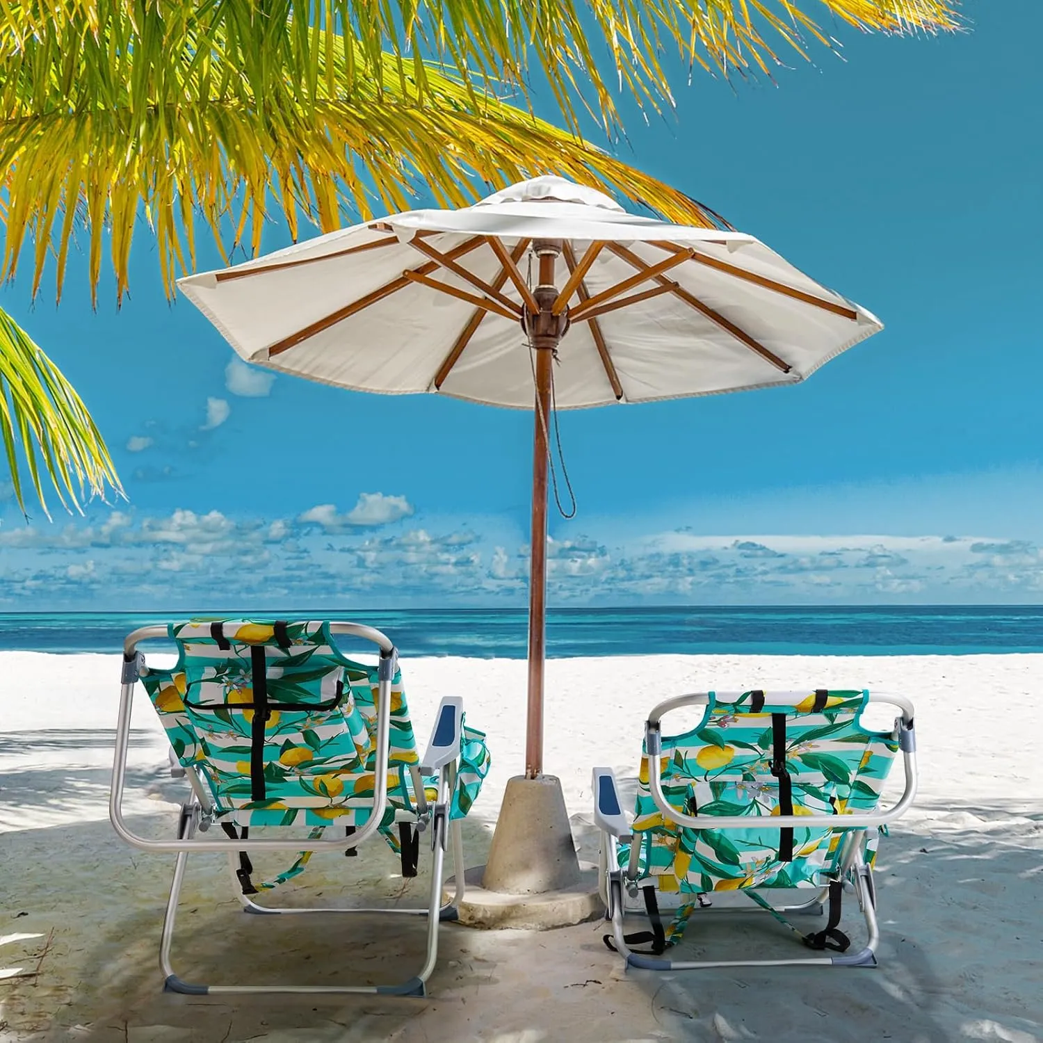Outdoor Low Beach Lawn Chair,Portable Lightweight Folding Chair for Adults,Portable Backpack Foldable Camping Chair,with Cup Holder,for Patio Pool Yard Garden (Lemon)