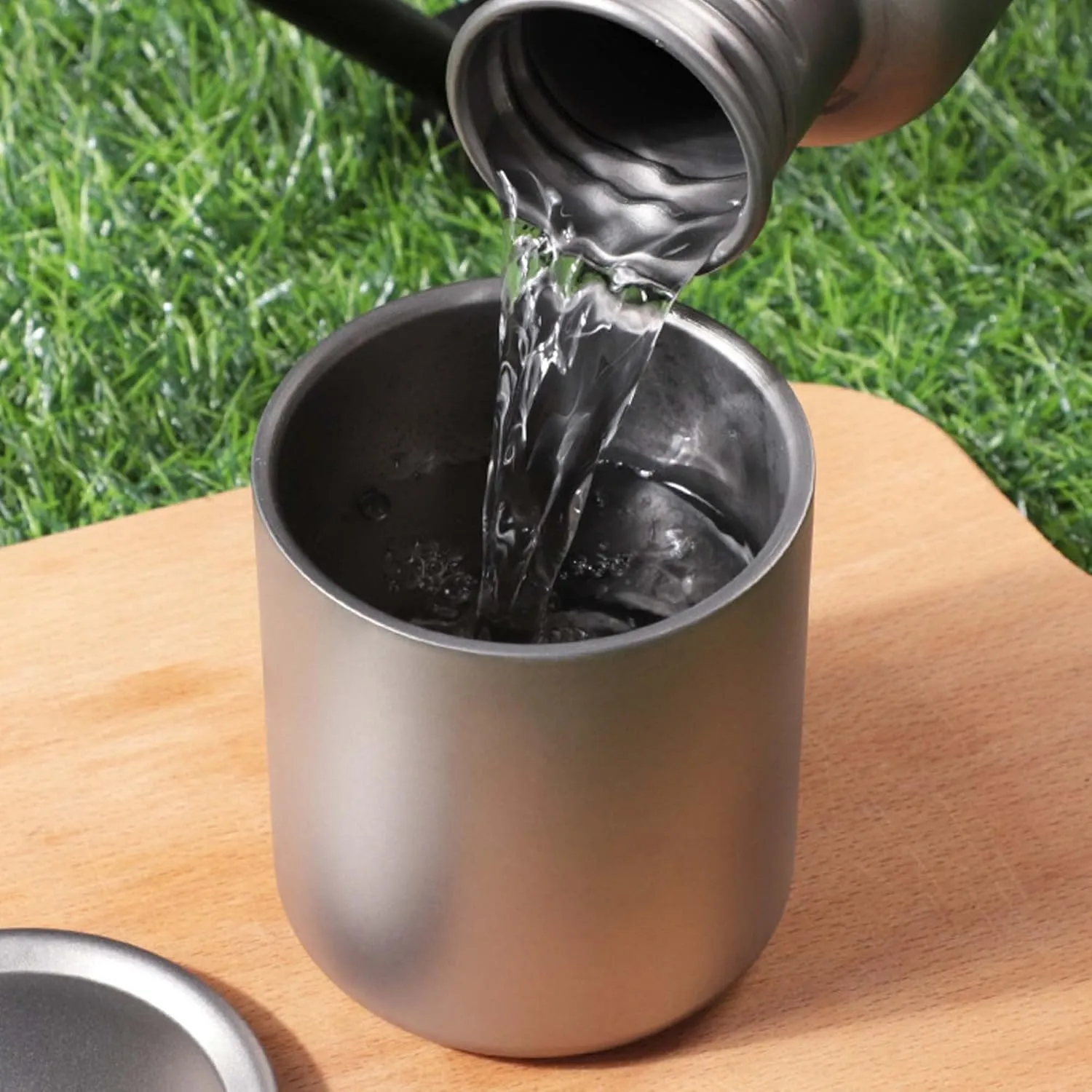 Outdoor portable camping pure titanium cup double cup coffee cup(B,220ml)