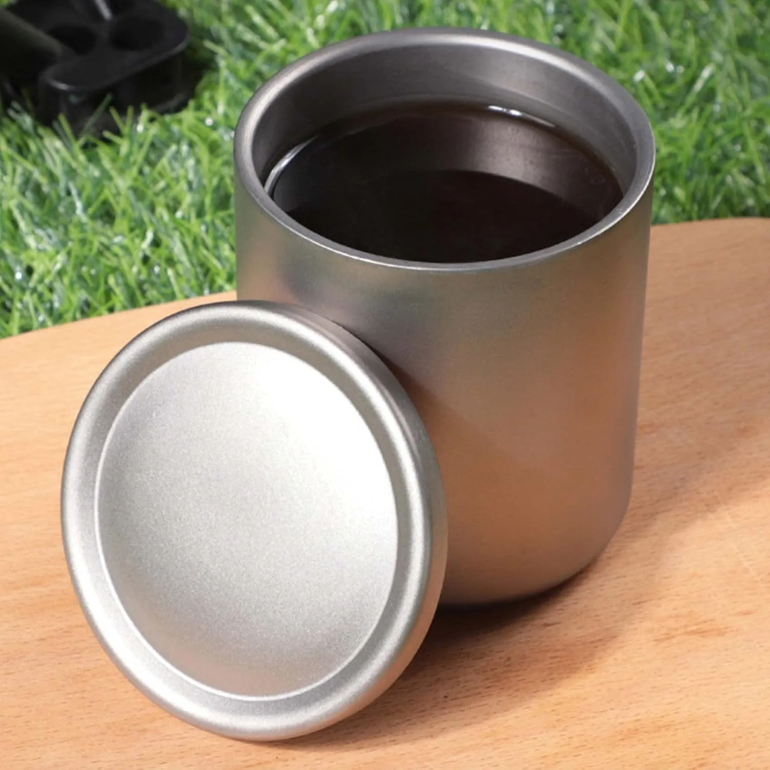 Outdoor portable camping pure titanium cup double cup coffee cup(B,220ml)