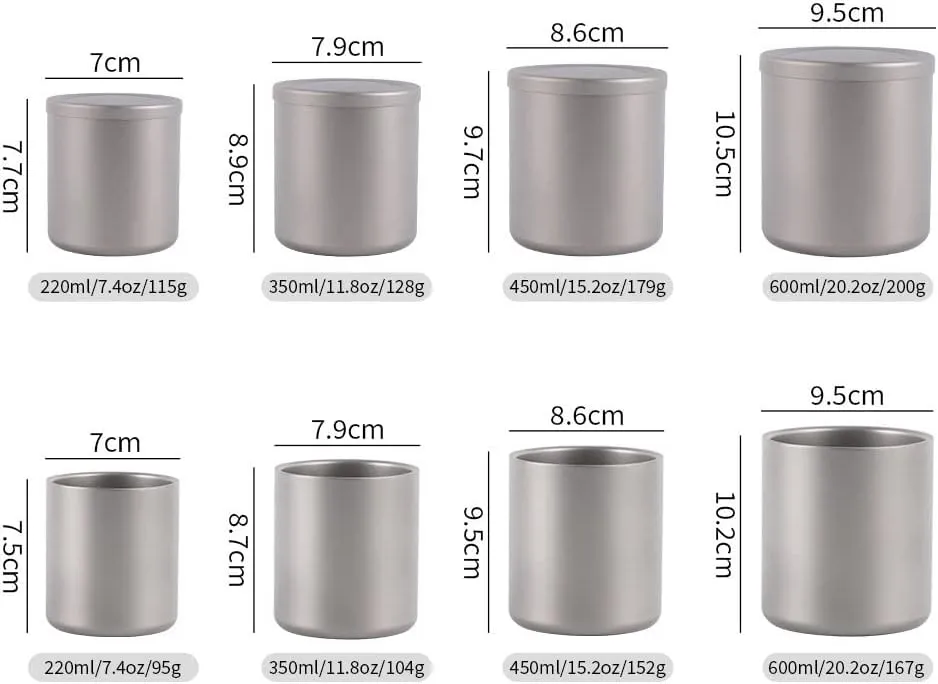 Outdoor portable camping pure titanium cup double cup coffee cup(B,220ml)