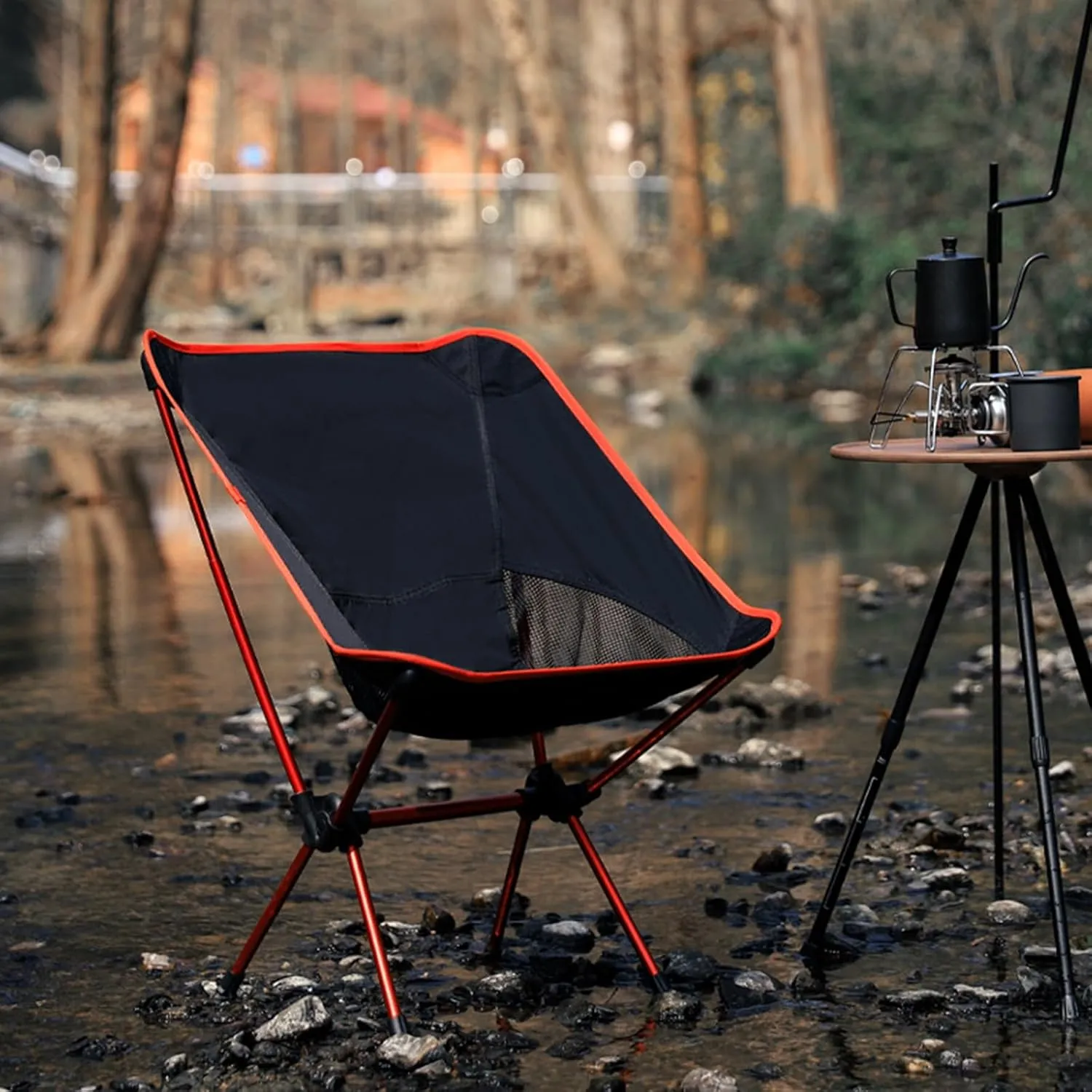 Outdoor Portable Folding Chair, Ultra-Light Aluminum Camping Chairs, 90 kg Capacity, Quick Setup, Folding Backpacking Chair for Camping, Picnic, Beach, Fishing, Garden,Red (Orange One Size)