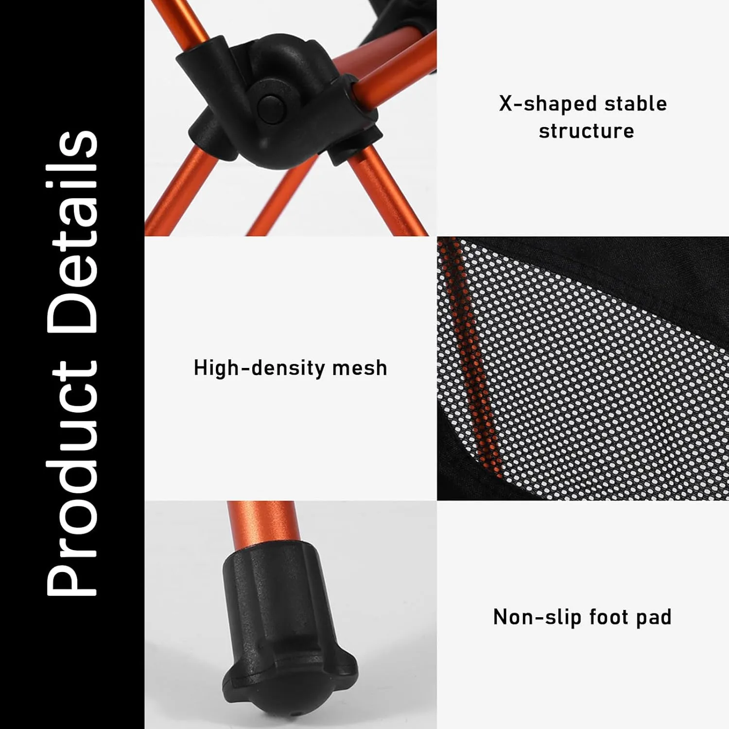 Outdoor Portable Folding Chair, Ultra-Light Aluminum Camping Chairs, 90 kg Capacity, Quick Setup, Folding Backpacking Chair for Camping, Picnic, Beach, Fishing, Garden,Red (Orange One Size)