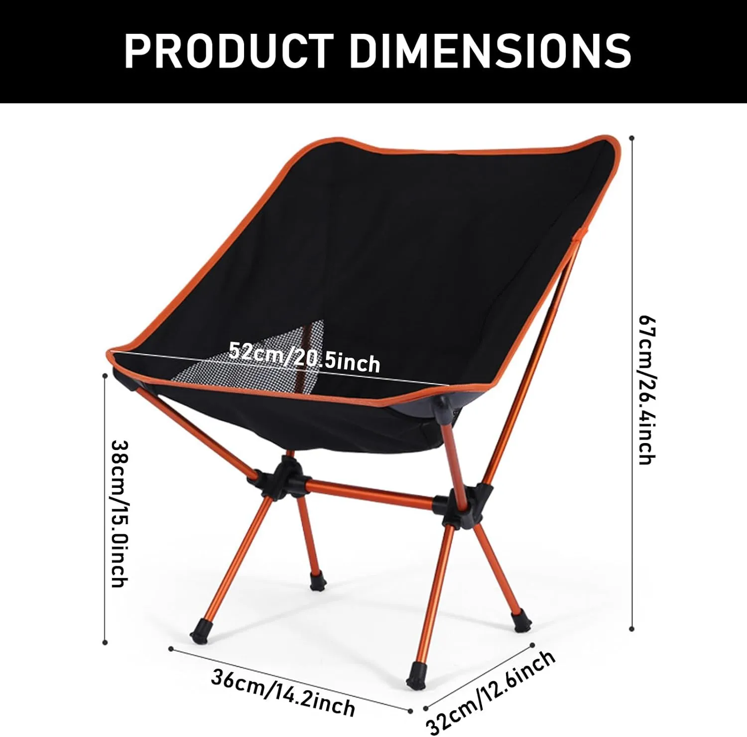 Outdoor Portable Folding Chair, Ultra-Light Aluminum Camping Chairs, 90 kg Capacity, Quick Setup, Folding Backpacking Chair for Camping, Picnic, Beach, Fishing, Garden,Red (Orange One Size)