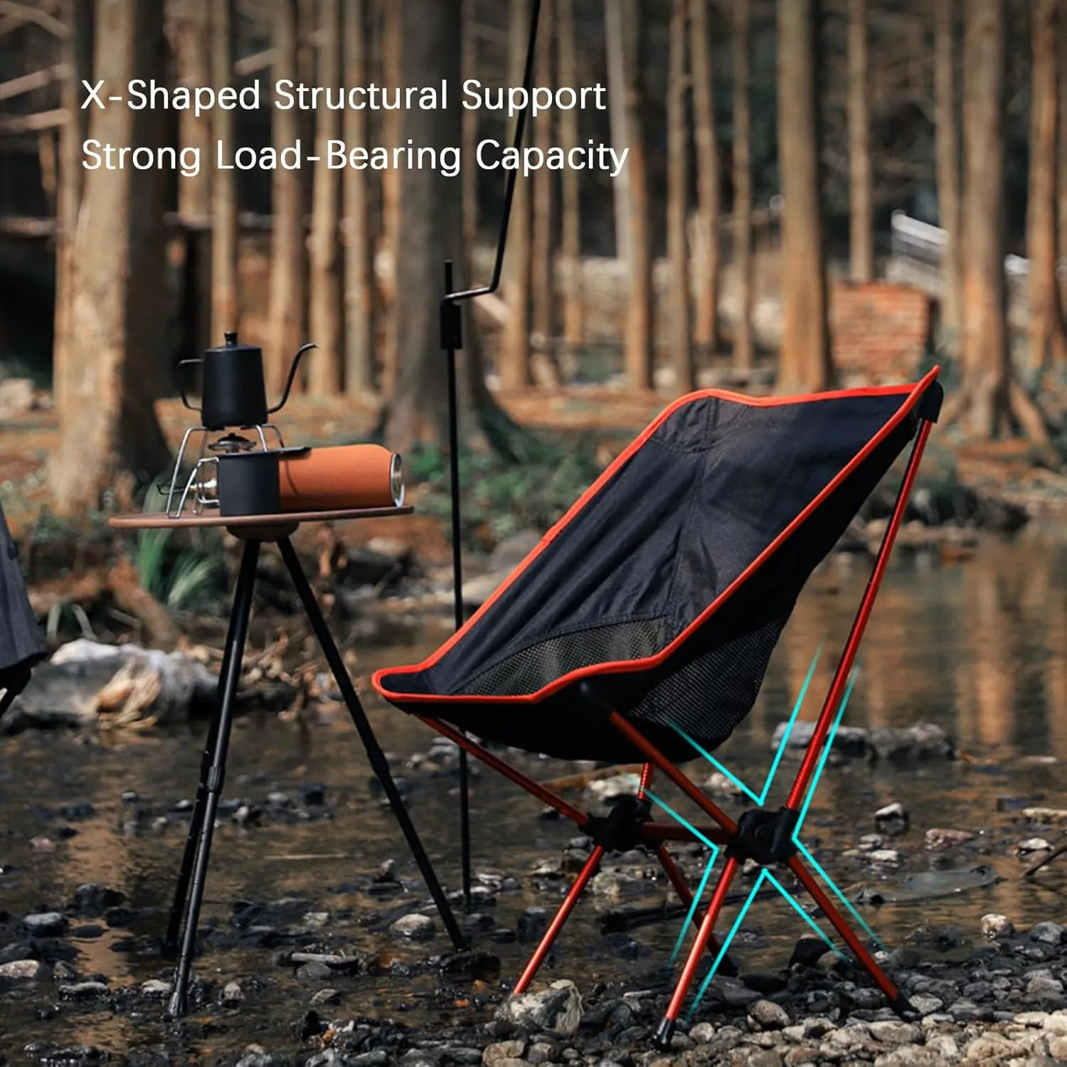 Outdoor Portable Folding Chair, Ultra-Light Aluminum Camping Chairs, 90 kg Capacity, Quick Setup, Folding Backpacking Chair for Camping, Picnic, Beach, Fishing, Garden,Red (Orange One Size)