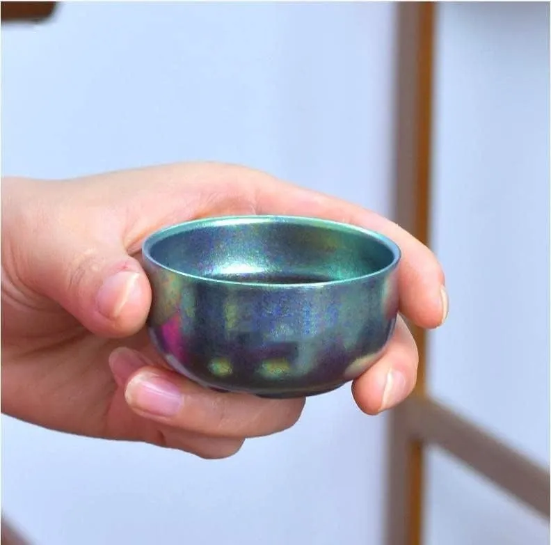 Outdoor Portable Pure Titanium Double Layer 50ML Kung Fu Tea Cup(Blue)