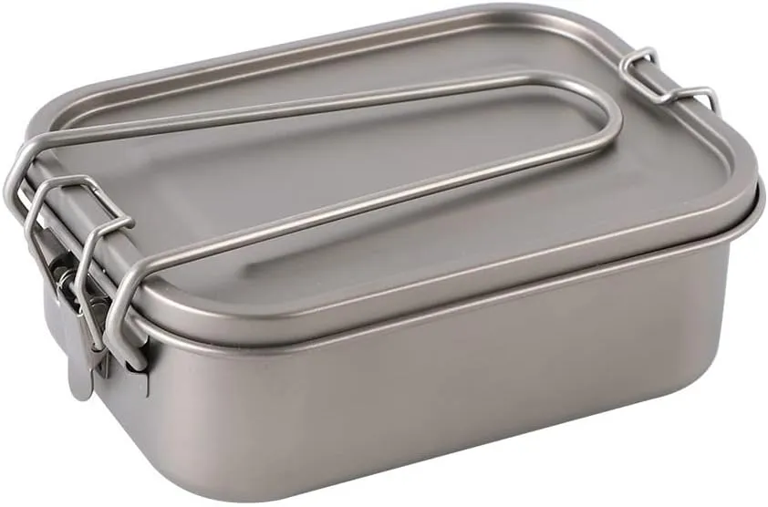 Outdoor Pure Titanium Lunch Box Camping bento Box Lunch Box Picnic Box Portable Tableware (Size : 2 800ml)